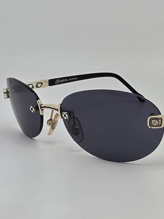 Brighton Copacabana Silver Black Frame Grey Lens Rimless Sunglasses 59-17-135 main image 13